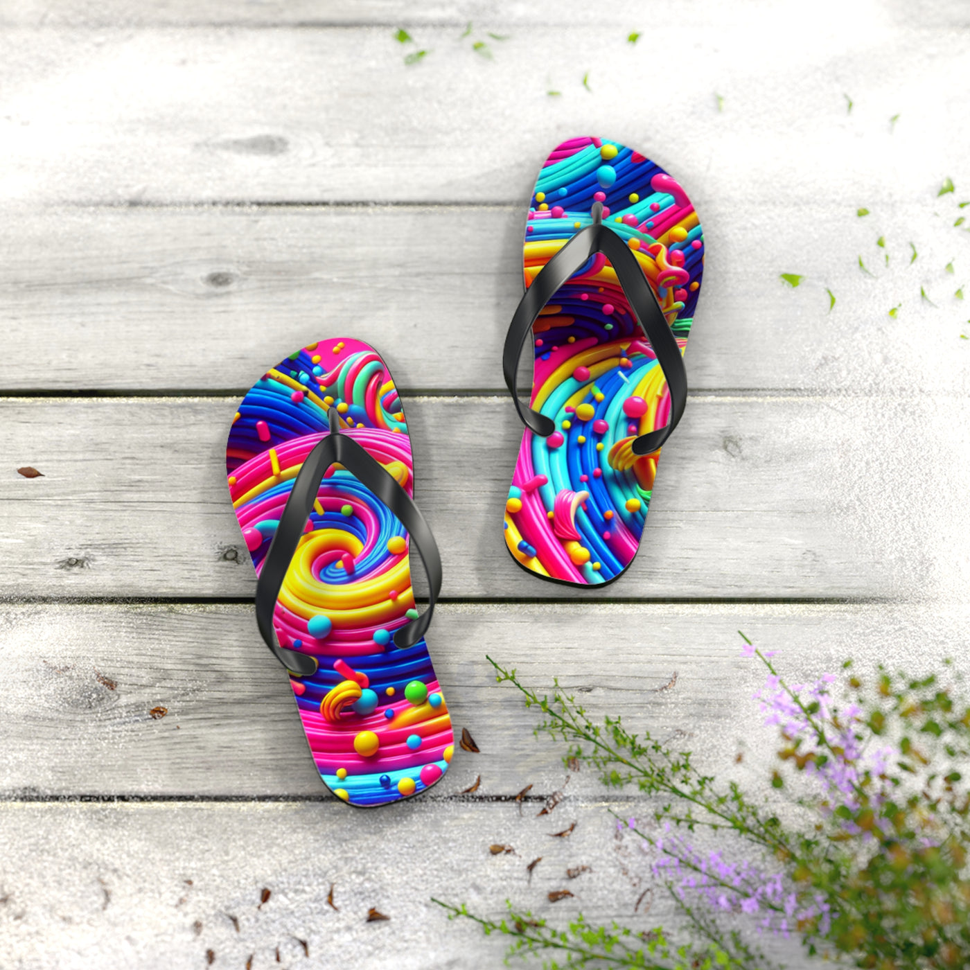 Flip Flops: Vibrant Color Sprinkle Design