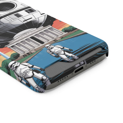 Phone Case: Galaxy-Inspired Phone Case with Card Holder, Space-Themed Gift, Star Wars-Inspired Design, Geek Accessories, Unique Phone Cover