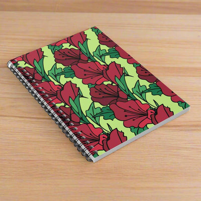 Spiral Notebook: Art Deco Style Red Flowers