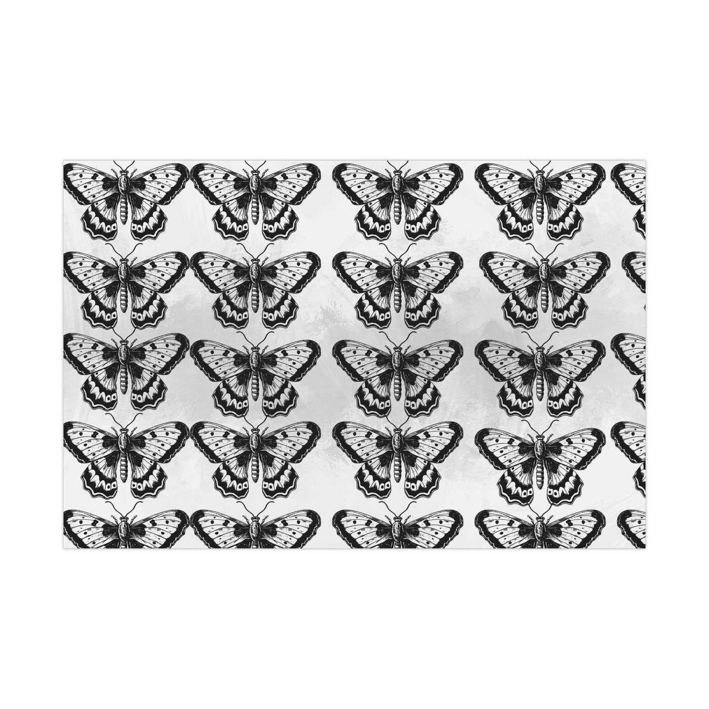 Artessorize Beau Butterfly Wrapping Paper – Black & White Gothic Design