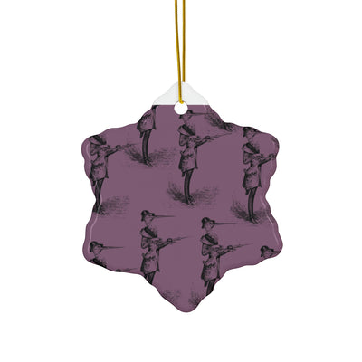 Ornaments: Plague Print in Dusty Rose in Ceramic