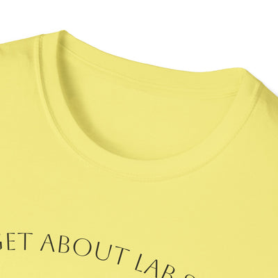 Yellow t-shirt with text on a white background