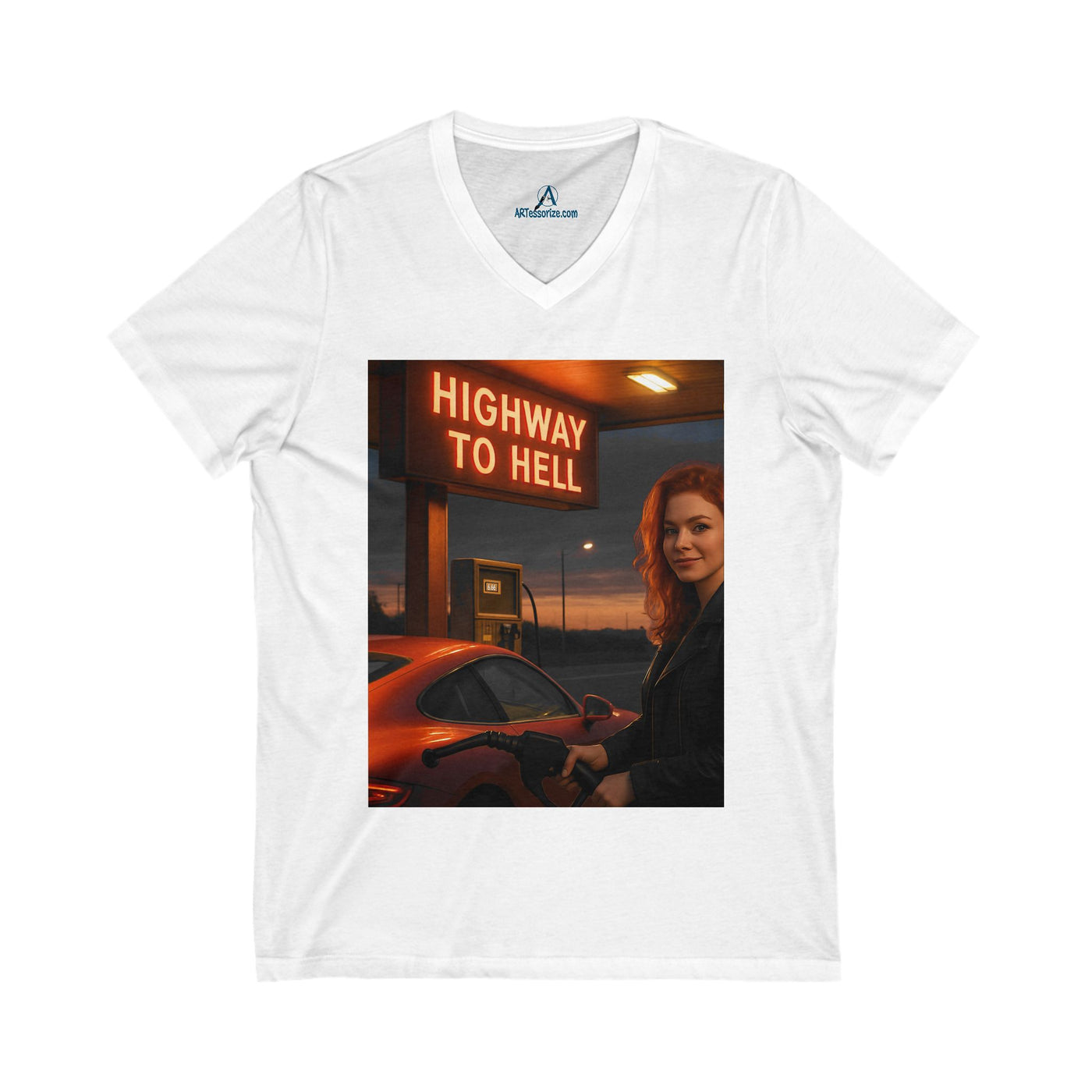 T-Shirt:  To Hell - V-Neck Tee - Unisex Jersey Shirt, Casual Graphic Tee, Gift for Music Lovers, Rock and Roll Apparel, Concert Wear