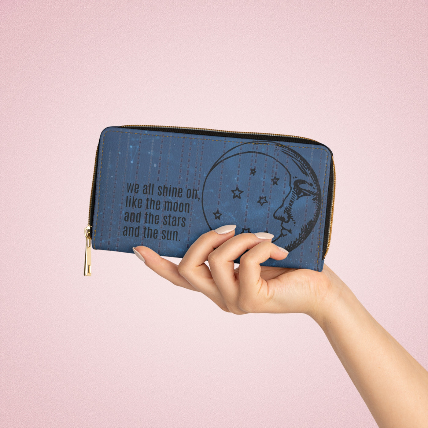 Wallet:  'We All Shine On' Moon and Stars Inspiration