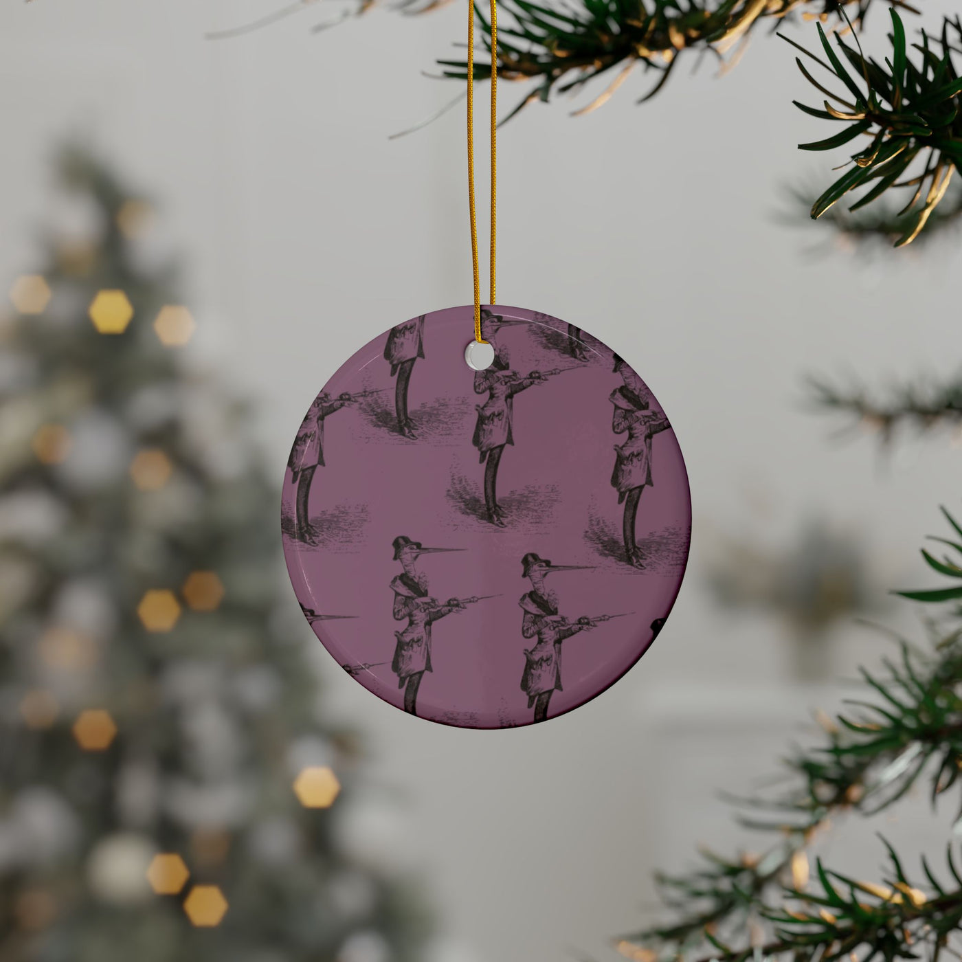 Ornaments: Plague Print in Dusty Rose in Ceramic