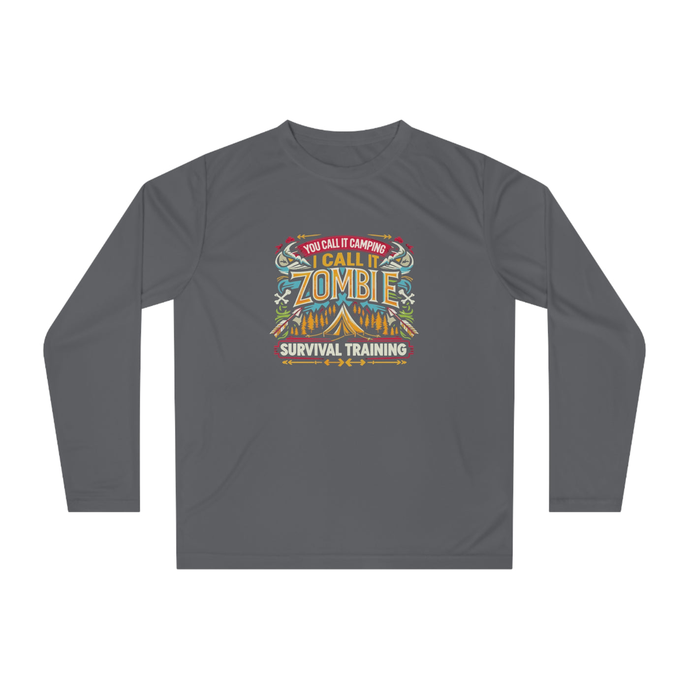 Long Sleeve Shirt: Unisex Performance Long Sleeve Shirt Zombie Survival