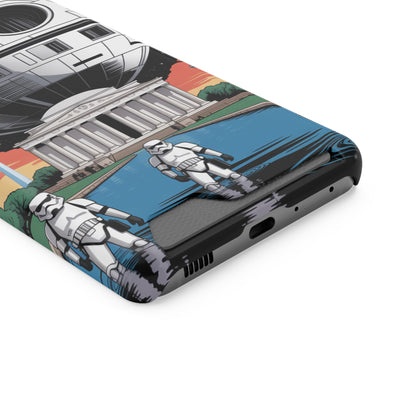 Phone Case: Galaxy-Inspired Phone Case with Card Holder, Space-Themed Gift, Star Wars-Inspired Design, Geek Accessories, Unique Phone Cover