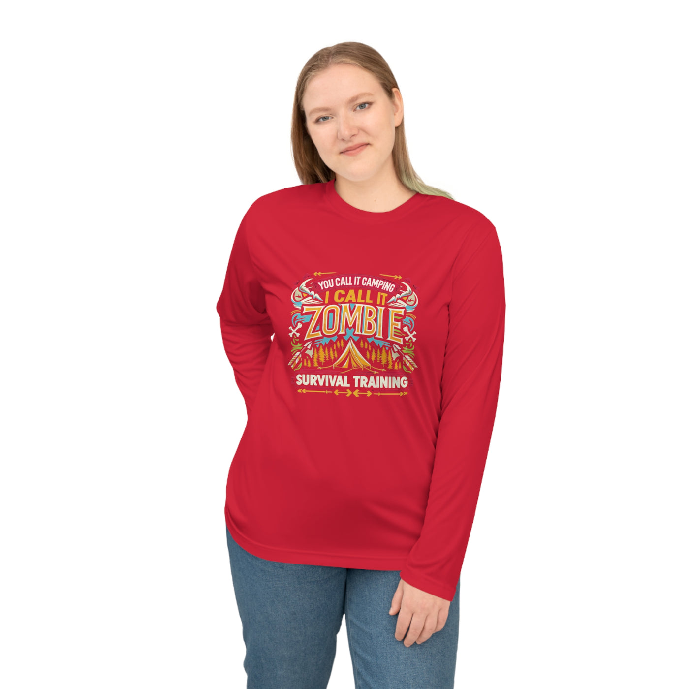 Long Sleeve Shirt: Unisex Performance Long Sleeve Shirt Zombie Survival