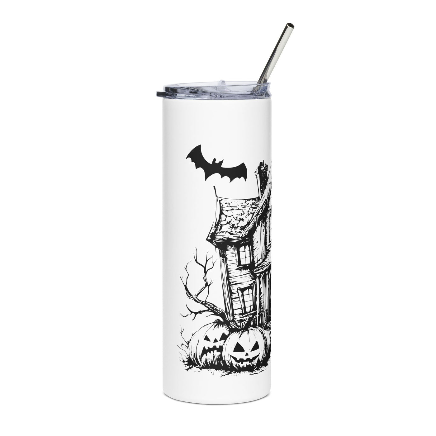 Tumbler: Halloween 20oz Stainless Steel Tumbler - Spooky House Design