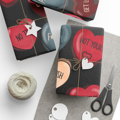 Wrapping Paper: Anti-Valentines Day convo hearts
