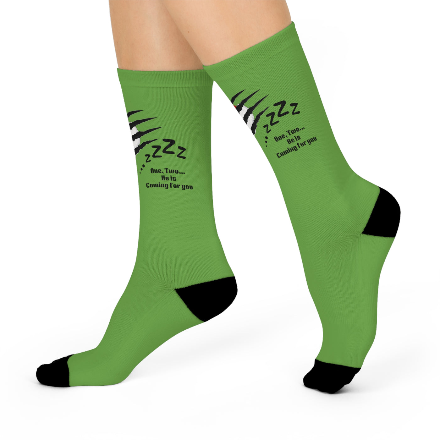 Green crew socks with a Freddy Krueger-inspired design.