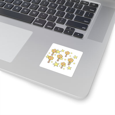 Square Sticker: Yellow Magical Wand Design