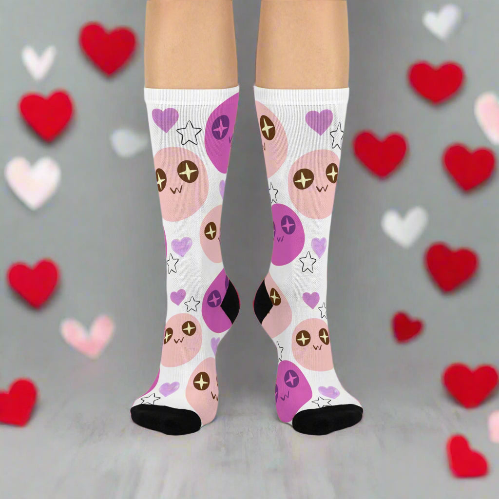 Crew Socks: Cutesy Heart Design
