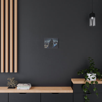 Print: Mystical Cat Canvas Digital Artwork - Nighttime Urban Vibes