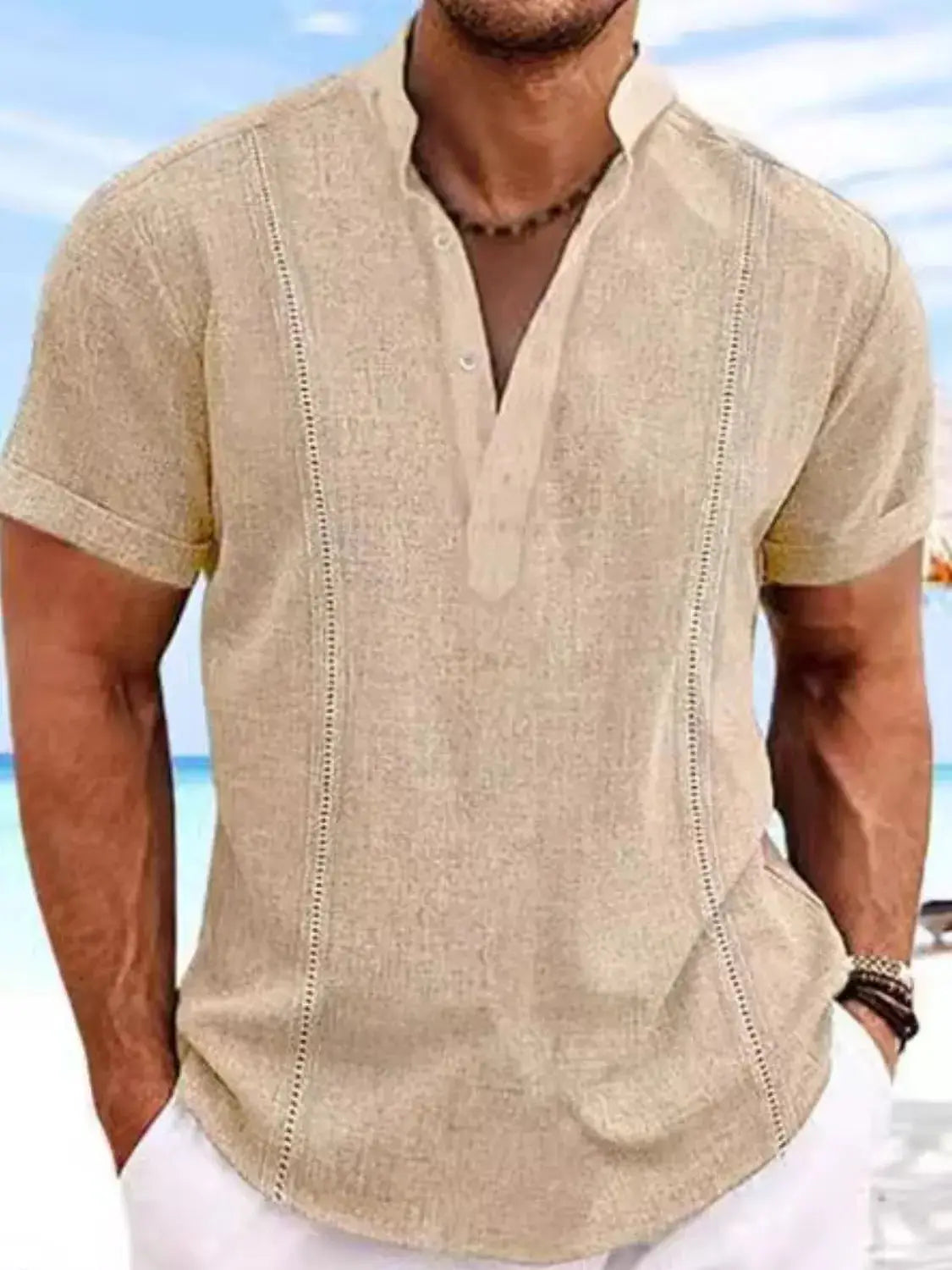 Men’s Big & Tall Casual Shirt – Button Trim, Short Sleeves