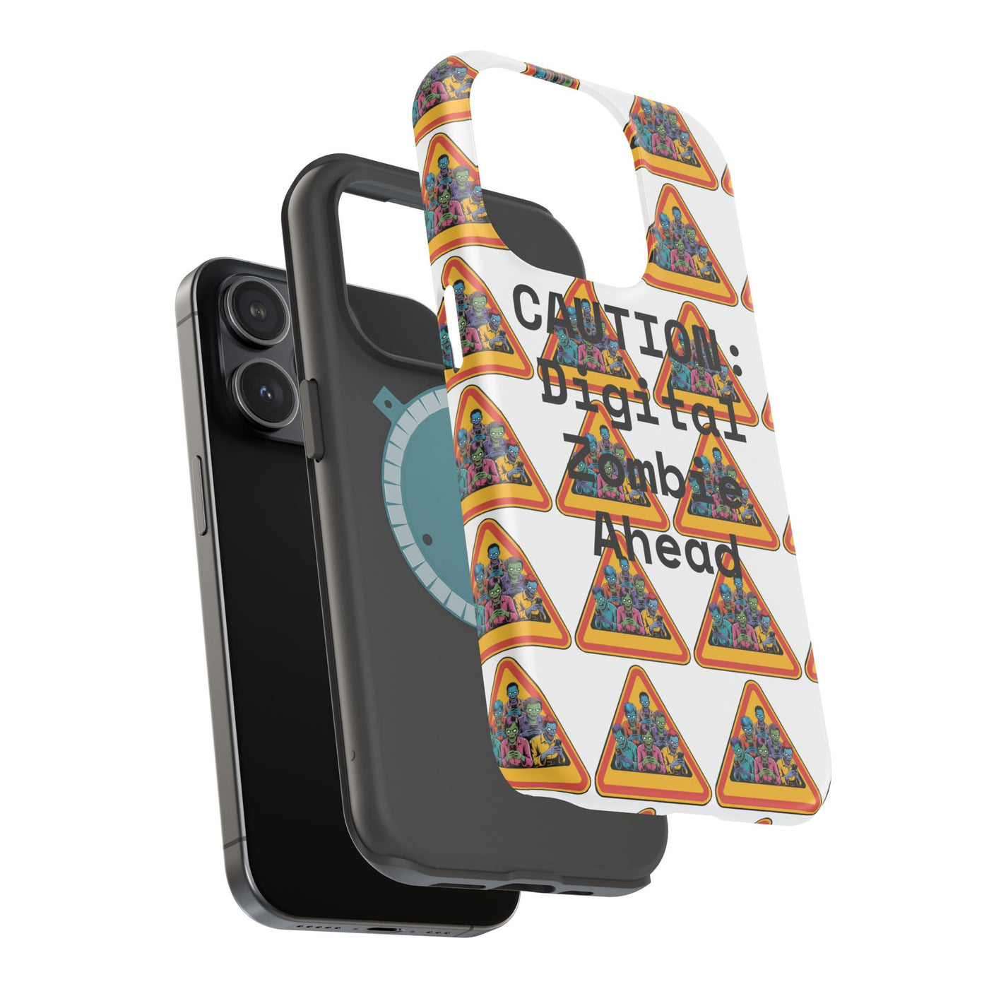 Phone Case: Caution: Digital Zombie Ahead Phone Case | Quirky Smartphone Protection, Unique Gift, Trendy Accessory, Fun Design, Geeky Style