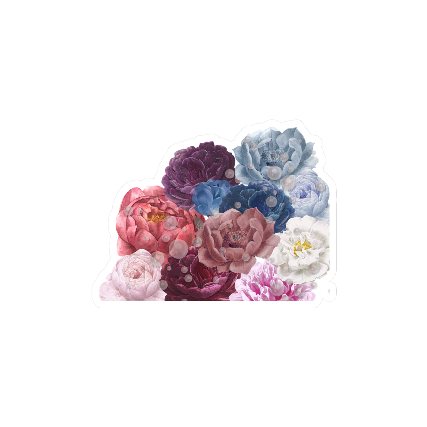 Kiss Cut Stickers: Peonies with Pearls