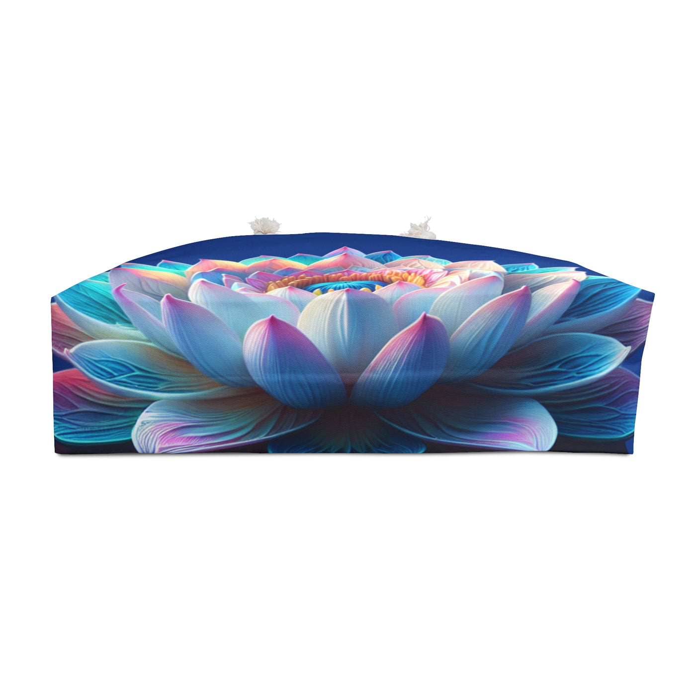 Tote Bag: Lotus Reflection Asymmetric Weekender Bag in Lake Blue - Perfect for Travel & Yoga Retreats