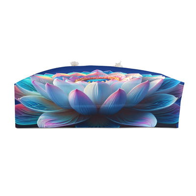 Tote Bag: Lotus Reflection Asymmetric Weekender Bag in Lake Blue - Perfect for Travel & Yoga Retreats