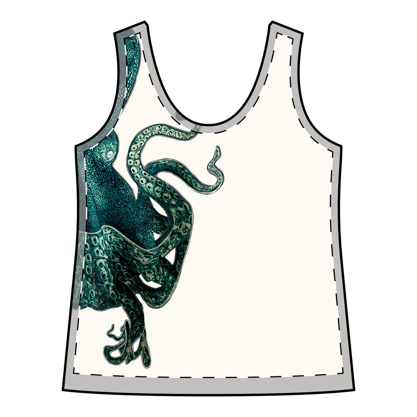 Tank: Ocean-Inspired Racerback Tank - Women’s Sporty Octopus Design