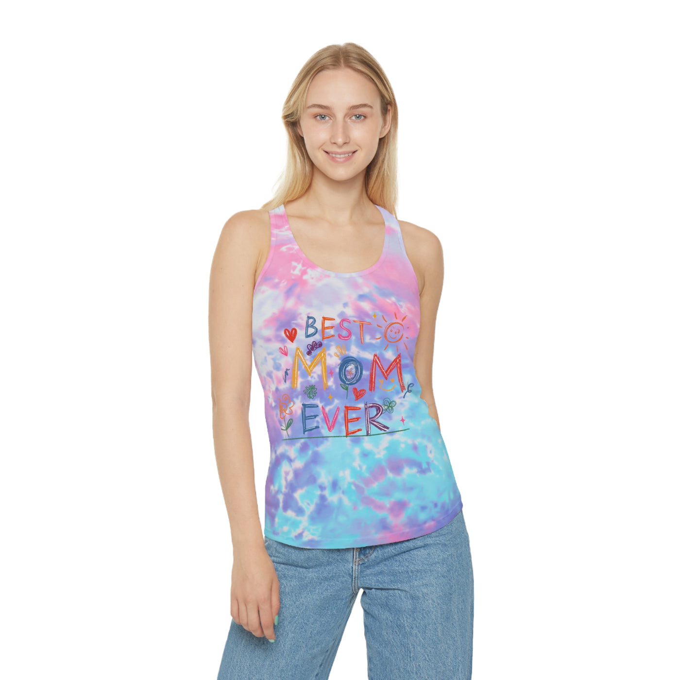 Tank Top: "Best Mom Ever" Tie Dye Racerback Tank To