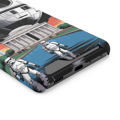 Phone Case: Galaxy-Inspired Phone Case with Card Holder, Space-Themed Gift, Star Wars-Inspired Design, Geek Accessories, Unique Phone Cover