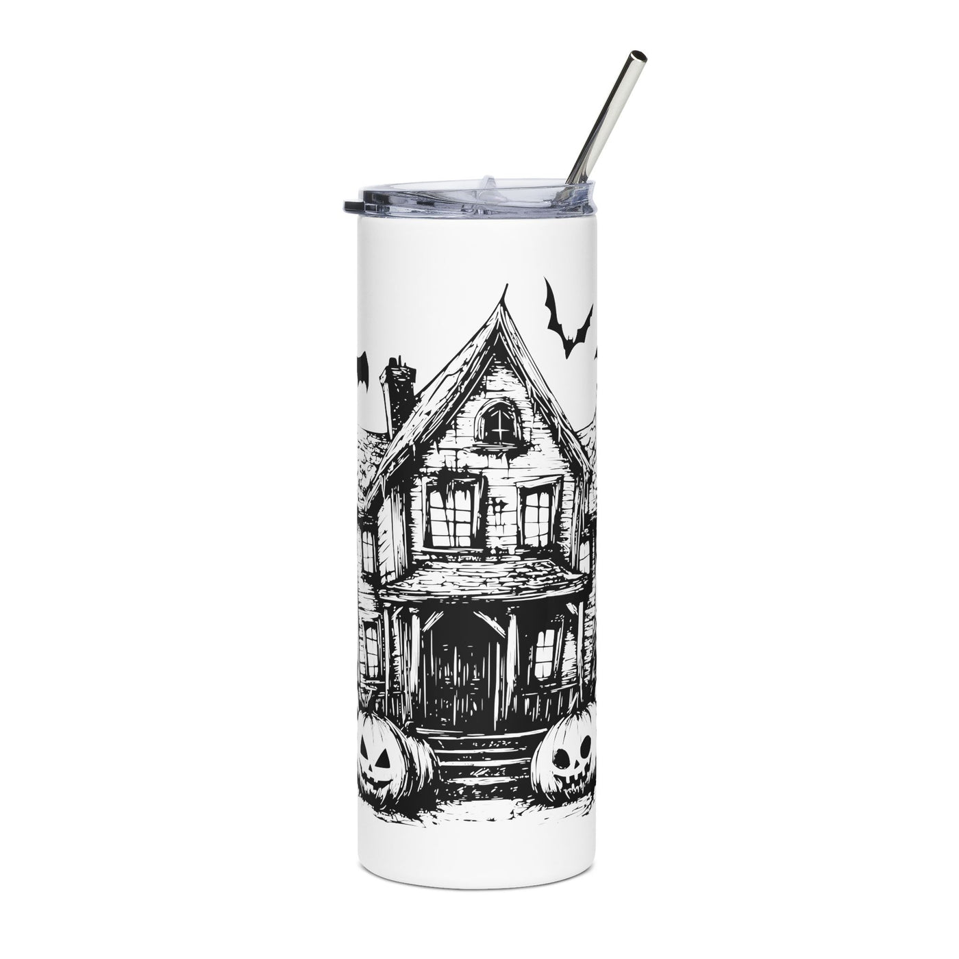 Tumbler: Halloween 20oz Stainless Steel Tumbler - Spooky House Design