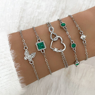 "Playful Green Crystal Bracelet Set"