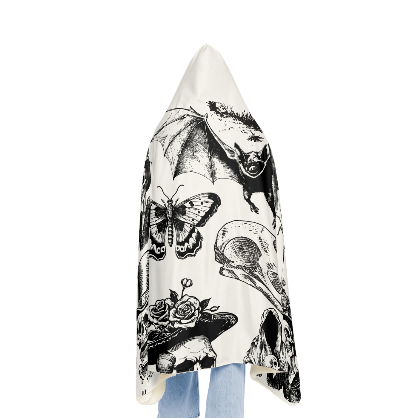 Snuggle Blanket: Gothic Skull & Insect Hooded Throw