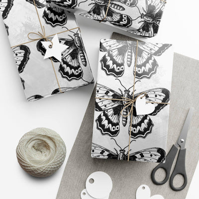 Artessorize Beau Butterfly Wrapping Paper – Black & White Gothic Design