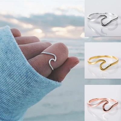 Ocean wave-inspired ring for women  elegant sea-themed jewelry, perfect for beach fashion and everyday wear.

