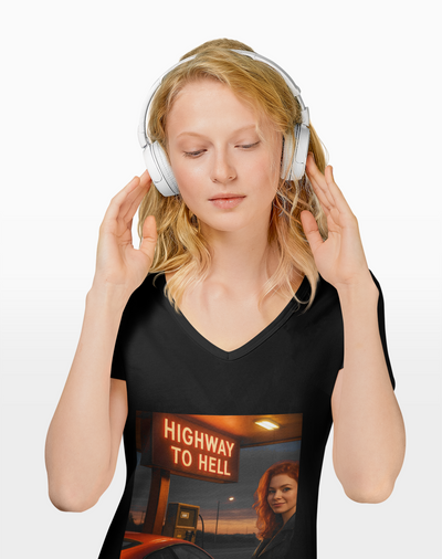 T-Shirt:  To Hell - V-Neck Tee - Unisex Jersey Shirt, Casual Graphic Tee, Gift for Music Lovers, Rock and Roll Apparel, Concert Wear