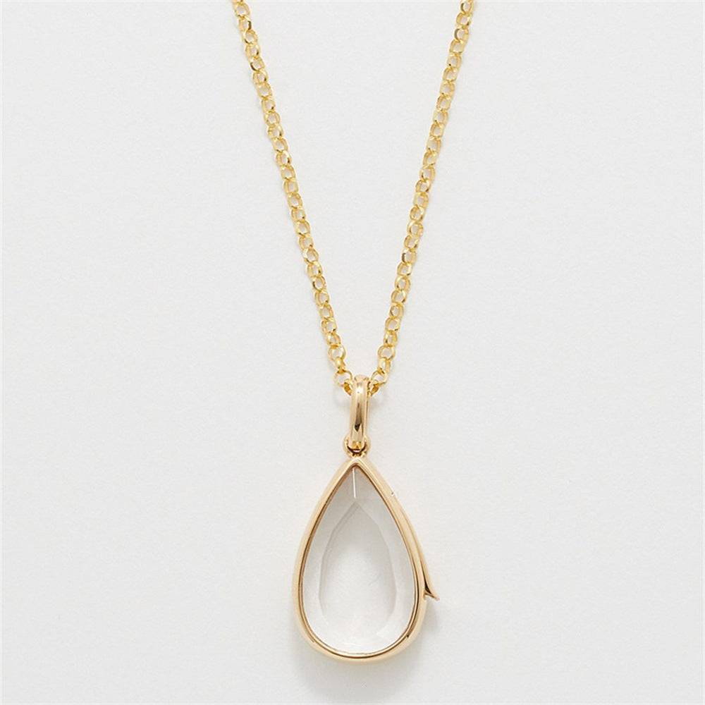 Ocean Heart Can Open Necklace Water Drop Pendant European And American Niche Cute Small Objects Clavicle Chain Color Protection