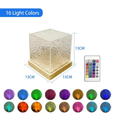 Light Show: Dynamic Rotating Water Ripple Projector – 3/16 Colors Flame Crystal Lamp, Night Light for Living Room, Study, Bedroom