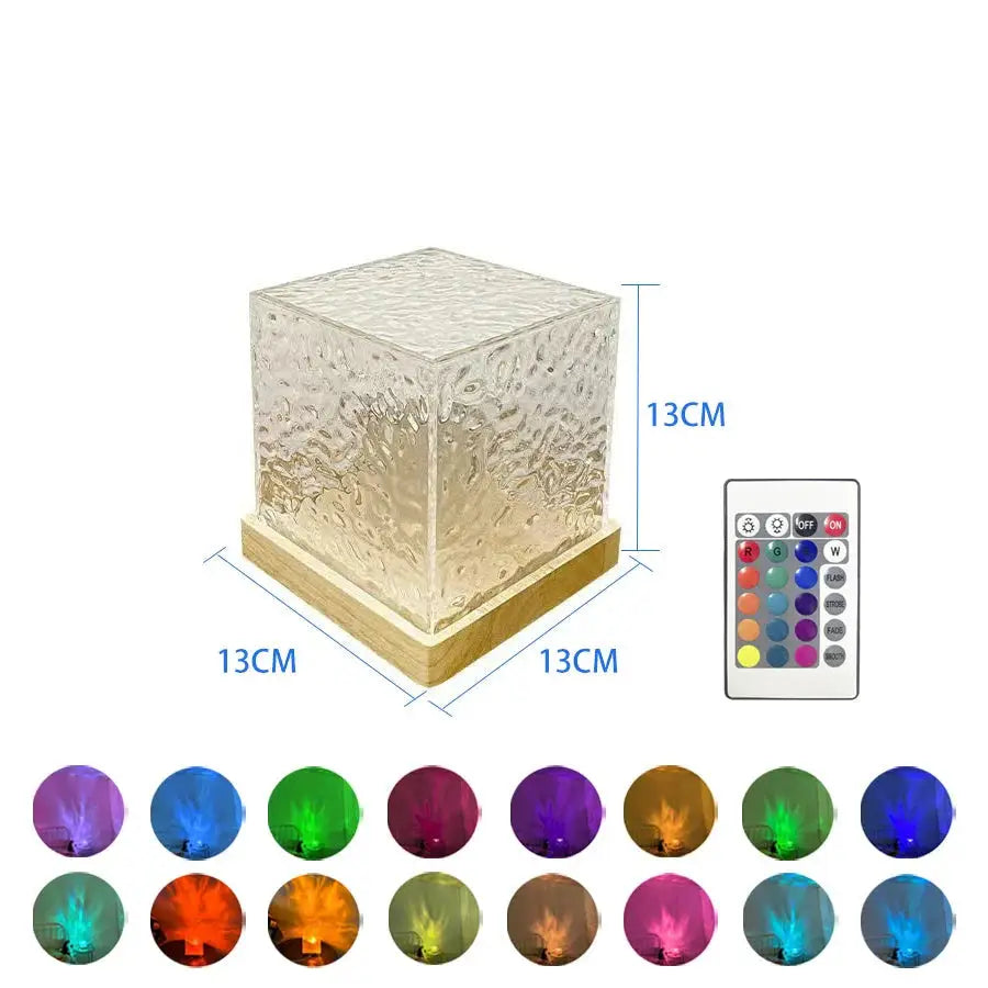 Light Show: Dynamic Rotating Water Ripple Projector – 3/16 Colors Flame Crystal Lamp, Night Light for Living Room, Study, Bedroom