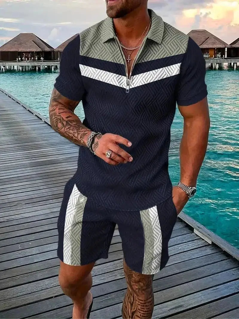 Men's Casual Beach Shorts Set – Lightweight 2-Piece Outfit for Summer Comfort and Style