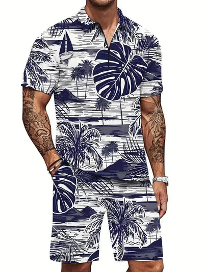 Men's Casual Beach Shorts Set – Lightweight 2-Piece Outfit for Summer Comfort and Style