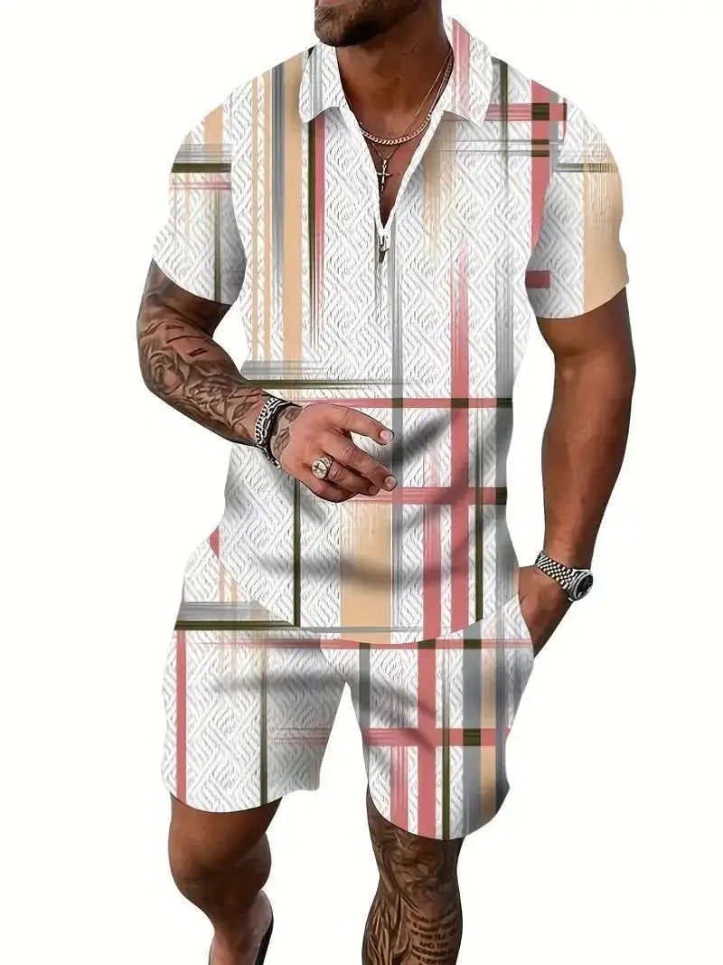 Men's Casual Beach Shorts Set – Lightweight 2-Piece Outfit for Summer Comfort and Style