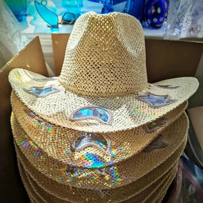 Hat: Prism Cowgirl Hat – Rainbow Glow & Sun Protection in One!