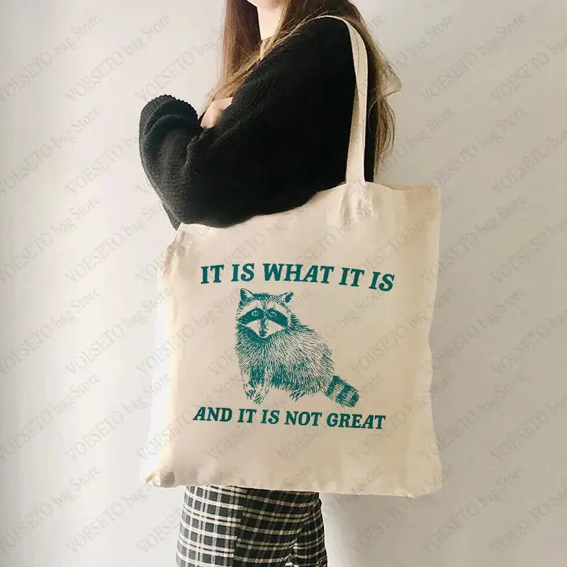 Tote Bag: 'It is what it is' Funny Raccoon Bag