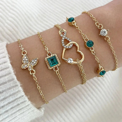 "Playful Green Crystal Bracelet Set"