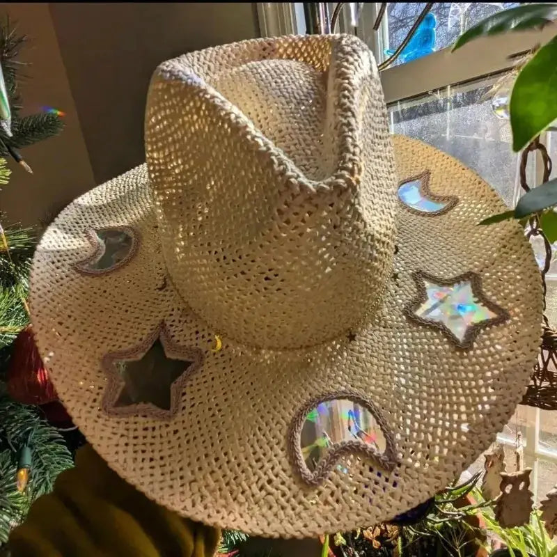 Hat: Prism Cowgirl Hat – Rainbow Glow & Sun Protection in One!