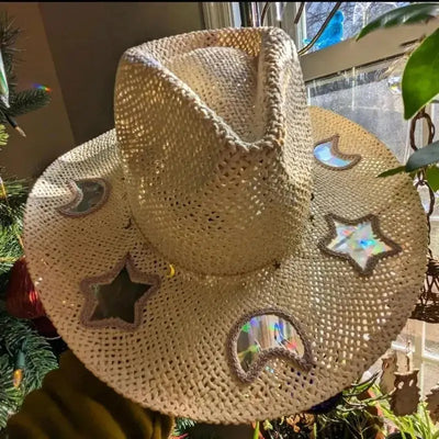 Hat: Prism Cowgirl Hat – Rainbow Glow & Sun Protection in One!