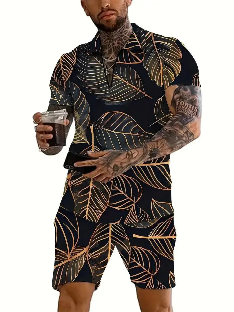 Men's Casual Beach Shorts Set – Lightweight 2-Piece Outfit for Summer Comfort and Style