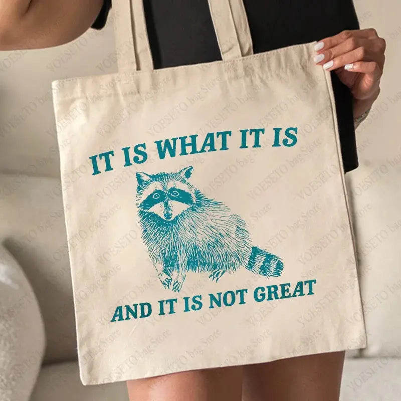 Tote Bag: 'It is what it is' Funny Raccoon Bag