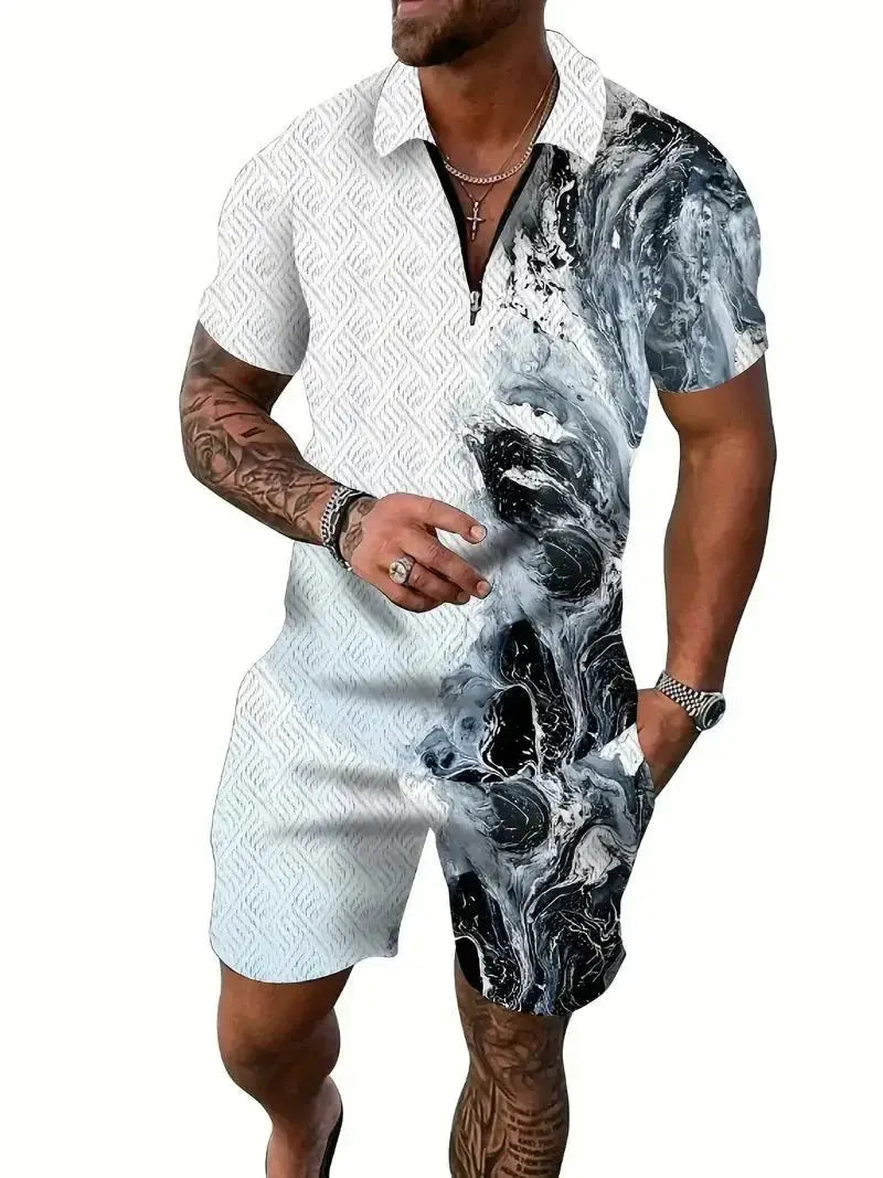 Men's Casual Beach Shorts Set – Lightweight 2-Piece Outfit for Summer Comfort and Style
