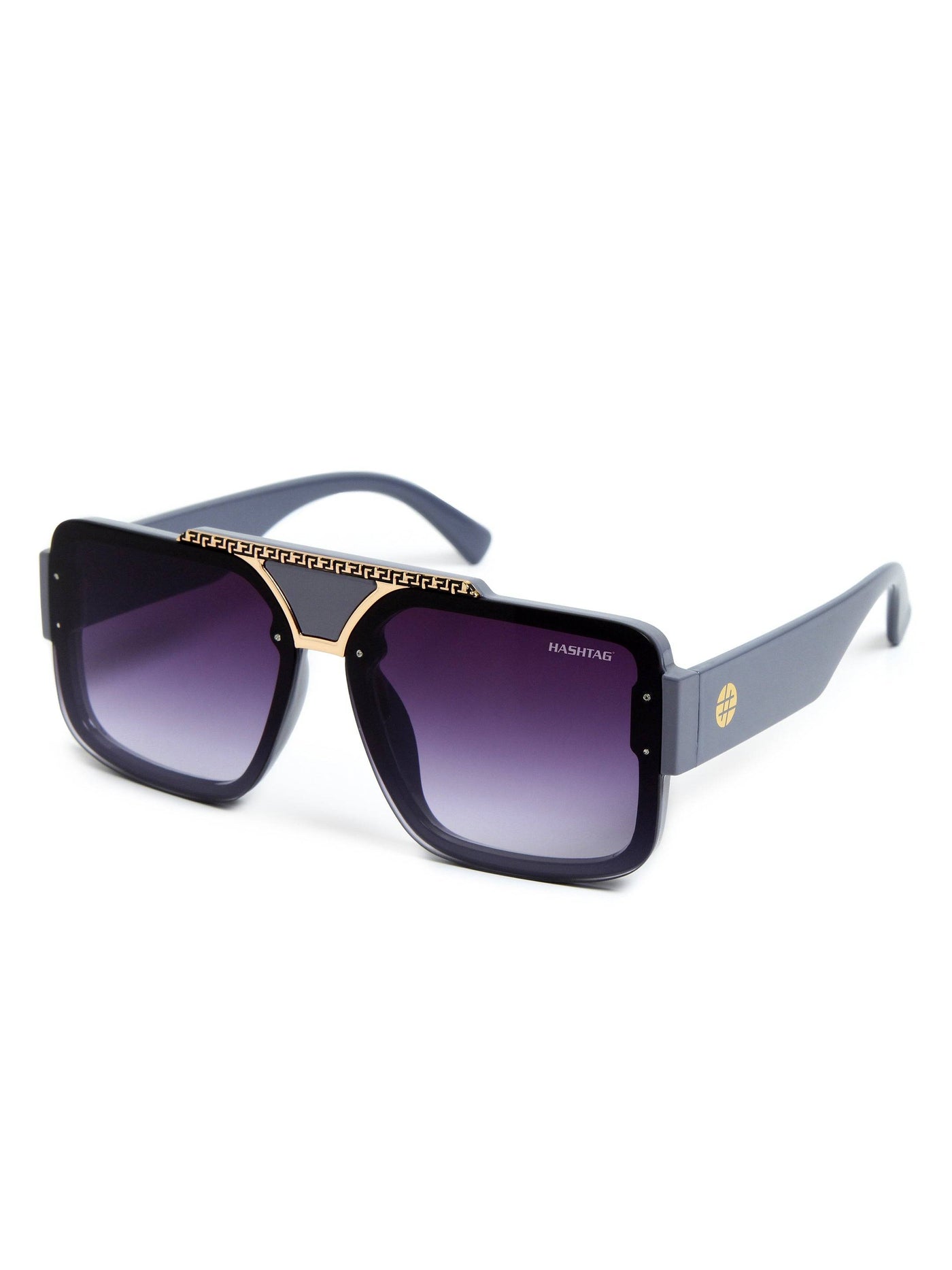 Sunglasses: Gradient Blue Large Full Rim Square Sunglasses for Men [UV-protected]