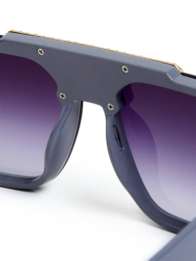 Sunglasses: Gradient Blue Large Full Rim Square Sunglasses for Men [UV-protected]