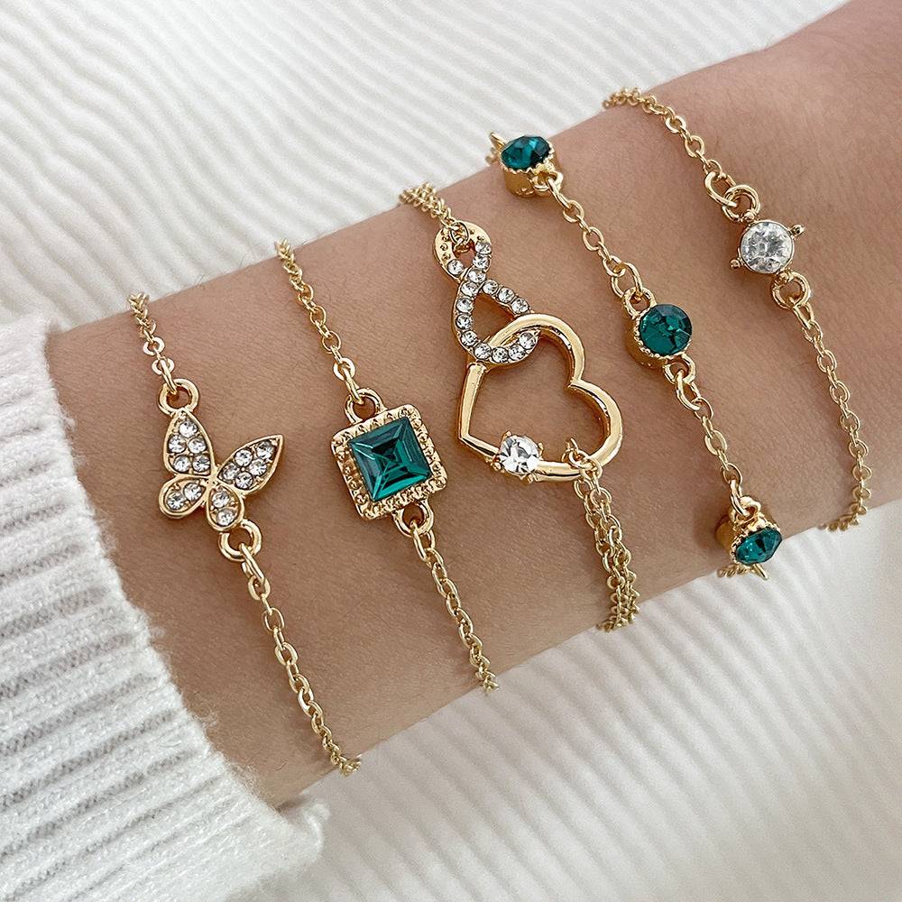 "Playful Green Crystal Bracelet Set"
