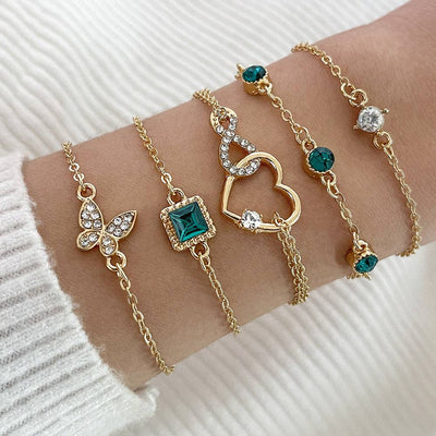 "Playful Green Crystal Bracelet Set"